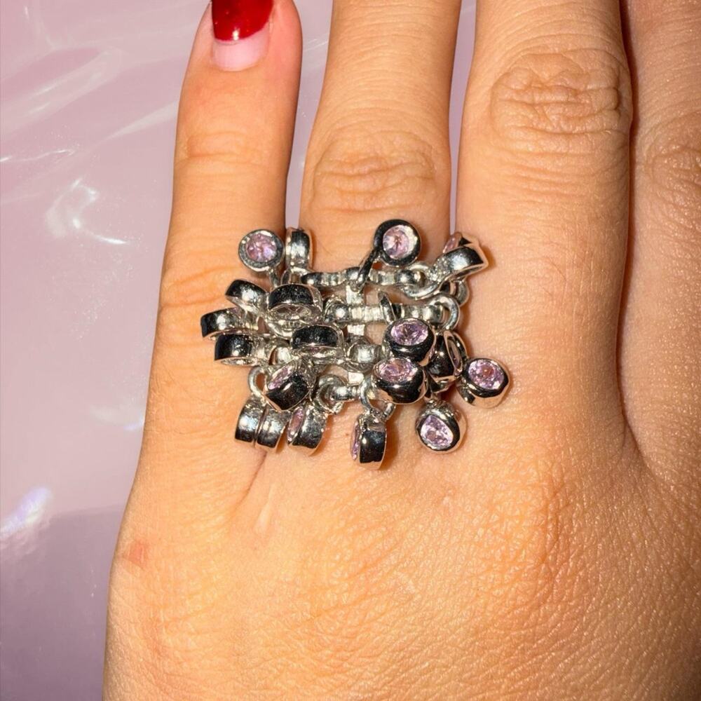 Y2K whimsy 925 Sterling Silver pink fidget rattle ring fairy core 2000s